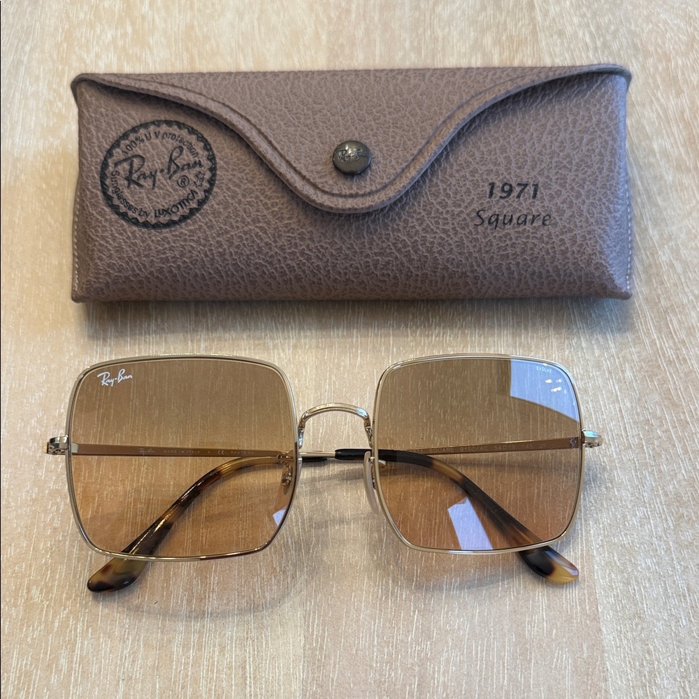 Ray-Ban Gold Frame Sunglasses with Brown Gradient Lenses